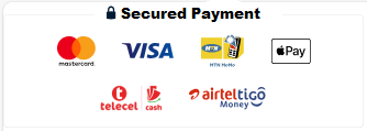 Payment secured with Paystack and Flutterwave. Accepts Visa, Mastacard, Mobile money, Bank transfer, Apple pay, Barter, etc.